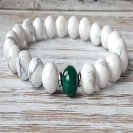 SN1074 2016 Mens Yoga Bracelet Howlite Malachite Bracelet Natural Stone Mala Beads Jewelry Whole237T