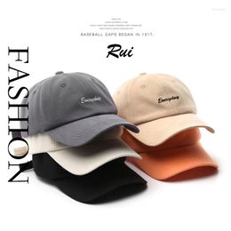 Ball Caps Rui Fashion Korean Ins Letter Embroidered Cotton Soft Top Curved Eave Baseball Cap Outdoor Women Spring And Autumn Sun Shade