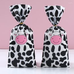 Gift Wrap 25/50pcs Cow Print Treat Bags Cookies Candy Plastic Goodie Storage Farm Animal Party Favour For Birthday Supplies