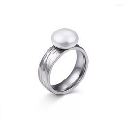 Wedding Rings Fashion Stainless Steel Imitation Pearl Three Colours Cute/Romantic Finger For Women Jewellery Engagement Gifts