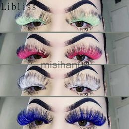 False Eyelashes 2022 Newest 3D Mink Eyelashes Colourful 100% Mink Lashes Gradient Pink Blue Red White False Eyelashes Fluffy Soft Cilias Vendor J230717