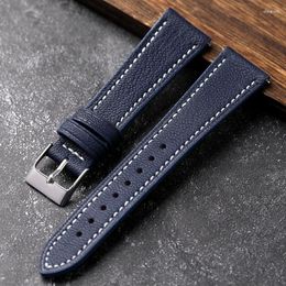 Watch Bands Dark Blue Goatskin Watchband 18 19 20 21 22MM Soft Quick Ripe Release Genuine Leather And Delicate Men's Bracelet