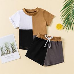 Clothing Sets Kid Boy Pants Suit Casual Party Short Sleeve Round Neck Shirt Drawstring Trousers