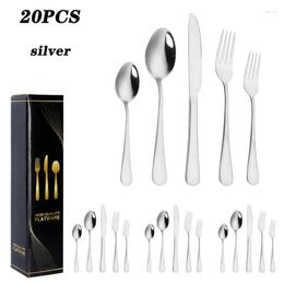 Dinnerware Sets 20pcs Stainless Steel Cutlery Set High Quality Knife Fork Spoon Tableware Dishwasher Safe Western Silverware