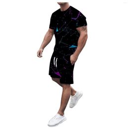 Men's Tracksuits Sets Summer 2023 Beach Shorts T-shirt Sportswear Casual Silk Clothing Outfit Oversized 2 Pieces Tracksuit