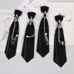 Bolo Ties Hand Made Black Ribbon Tie Crystal Jewellery Men Shirts Girl Boys Collar Neck Ties School Uniform Women Necktie 230717