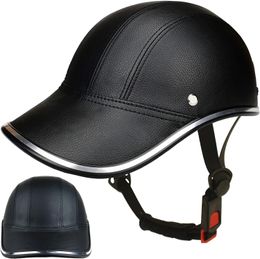 Cycling Helmets Bicycle Baseball Cap Motocross Electric bike ABS Leather Safety Helmet with Adjustable Strap for Adult Men Women 230717