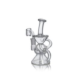 Hourglass Mini Recycler Dab Rig Hookah 4 holes stem turbine percolators Glass Bongs water pipe borosilicate glass Beaker US warehouse retail order free shipping