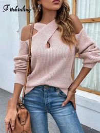 Women's Sweaters Fitshinling Korean Fashion Sweater Women Clothes Drop Shoulder Long Sleeve Top 2022 Autumn Winter Jersey Pulls Knit Sweaters New L230718