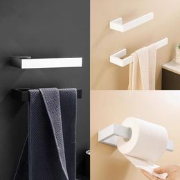 Bath Accessory Set No Nail Kit Bathroom Hardware White Banheiro SS304 Towel Bar Wall Mount Black Toilet Paper Holder Hand Robe Hook Hanger