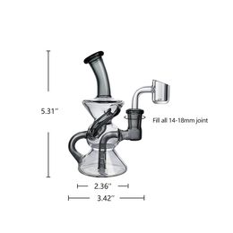 Hourglass Mini Recycler Dab Rig Beaker 4 holes stem turbine percolators Glass Bongs water pipe borosilicate glass Hookahs US warehouse retail order free shipping