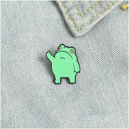 Pins Brooches Funny Frog Cute Enamel Pins Green Fashion For Kids Gifts Lapel Clothes Bags Drop Delivery Jewellery Dhcbt