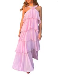 Casual Dresses 2023 Women S Elegant Tiered Ruffle Sleeveless Dress Chiffon Solid Colour Beach Club Streetwear