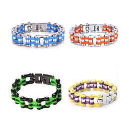 316L Stainless Steel Men Bracelet Electroplated Bicycle Motorcycle Hip Hop Punk Cool Moto Link Chain Boys Cuff Wristband 1.6cm 21.5cm 22.5cm 4 Colours