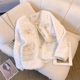 Women's Jackets 2023 Autumn Winter High Grade Small Fragrant Wind Lamb Plush White Coat Jacket Women Sobretudo