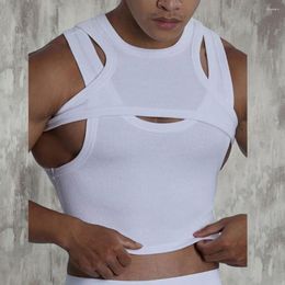 Men's Tank Tops Solid Colour Top Stylish Street Fashion Comfortable Quick-drying Irregular Suspender Vest Lightweight Men