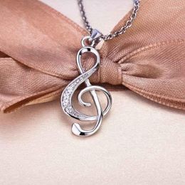 Pendant Necklaces Creative Musical Note Ladies Chain Necklace Jewellery Silver Color Womens