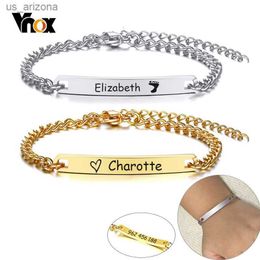 Vnox Adjustable Length Kids Babi ID Bracelets Anti Allergy Stainless Steel Girl Boy Children Anti Lost Jewellery Custom Name Phone L230620