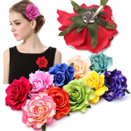 Rose Artificial Flower Brooch Bridal Wedding Party Hairpin Women Clips Headwear Party Girls Festival AccessoriesZZ