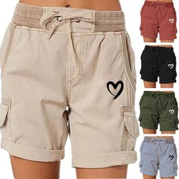 Women's Shorts Fashion Cute Heart Printed Cargo Golf Active Work Hiking Outdoor Summer with Pockets 230718