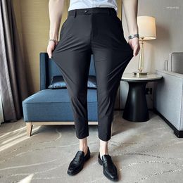Men's Suits Summer High Quality Ice Silk Suit Trousers/Male Slim Fit Casual Thin Elastic Force Pants Fashion Men Clothing 29-36