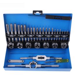 32pcs Box Screw Tap and Die Set External Thread Gauge Tapping Repair Hand Tools Kit Alloy Steel Adjustable Wrench Set242W