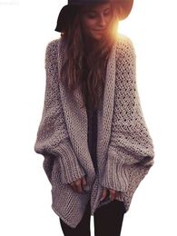 Women's Sweaters Fitshinling BOHO Winter Cardigans For Women Oversize Batwing Sleeve Sweaters Long Cardigan Female Knitted Clothes Khaki Jackets L230718