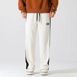 Plus Size Men's Sweatpants Corduroy Streetwear Straight Casual Wide Leg Loose Harajuku Trousers New Male Long Track Pants