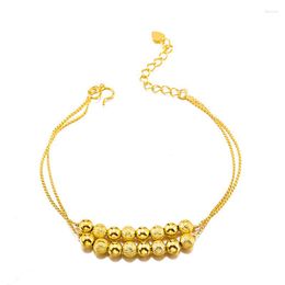 Link Bracelets Lucky Double Chain Charm & Bangles Fashion Beads Bracelet Wedding Copper Jewelry For Women Tennis