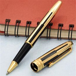 High quality new black and gold stripes roller ball pen ballpoint pens Fountain pen whole gift 300F
