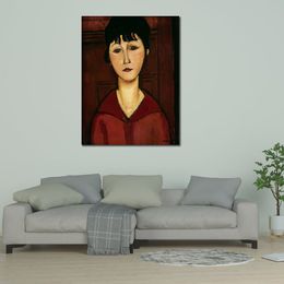 Modern Figure Canvas Art Head of A Young Girl 1916 Amedeo Modigliani Famous Painting Hand Painted Artwork for Living Room Decor