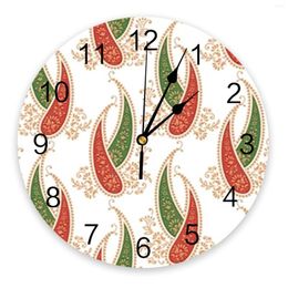 Wall Clocks Gold Paisley Pattern Clock Large Modern Kitchen Dinning Round Bedroom Silent Hanging Watch