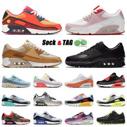 90s Running Shoes Designer Mens Womens 90 SE Triplo Preto Couro Branco Camo Creme Terrascape Rosa Azul Cinza Infared Futura Verde Bege Marrom Sneaker Dhgate Trainer