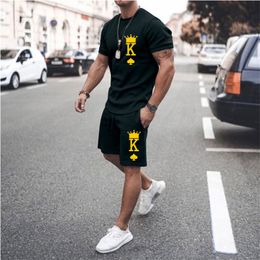 Mens Tracksuits Summer Tshirt Set Letter K 3D Printed Tracksuit Shorts 2 fashionable street clothes Childrens oversized Sportswear 230718