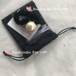 Party Favour velvet dust bag and cards big pearl hairtie silk hand party gift fashion hair tie C marks duduVIP248g