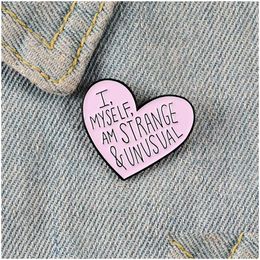 Pins Brooches Pink Heart Enamel Pins For Women Strange Cartoon Badge Unusual Lapel Pin Clothes Backpack Fashion Jewellery Gift Friend Dh1Tn