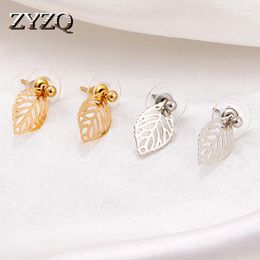 Stud Earrings ZYZQ Fashion Personality Retro Metal Leaf For Women Temperament Simple Hollow Geometric Trendy Jewellery