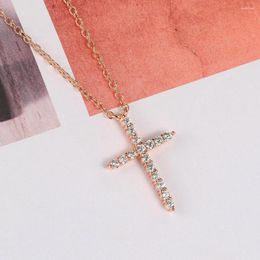 Chains Aesthetic Cross Pendants Necklace For Women Zircon Chain Jewelry Christmas Gifts Wholesale