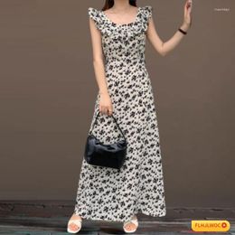 Casual Dresses Sales Holiday Honeymoon Sweet 2023 Women Flare Sleeve Japan Girls Cute Floral Retro Vintage Date Ruffles Long Maxi Dress