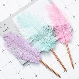 10Pcs Fashion Business Gift Office Ballpoint Pen Cute Feather Decor 0.7mm Writing For Student Creative School Stationery