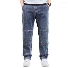 Men's Jeans Mcikkny Men Vintage Loose Casual Pants Patchwork Straight Denim Trousers Plus Size 29-44