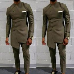 Men's Suits & Blazers Vintage African Clothing For Men Men's Long Wedding Suit Attire Groom's Slim Fit Mens Coat Ja247H