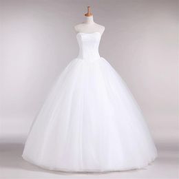 Lace Tulle Ball Gown Wedding Dresses with sweetheart Neckline 2019 Simple Wedding Gown Lace Up Bridal Dress White Ivory289r