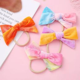 Hair Accessories Sweet Baby Girls Bands Elastic Headband For Children Nylon Printing Toddler Headwear Soft Born Cute Bow