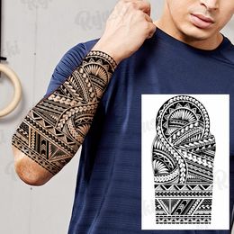 Large Totem Temporary Tattoos For Men Adults Realistic Maori Thorns Tribal Fake Tattoo Stickers Arm Body Waterproof Tatoos DIY