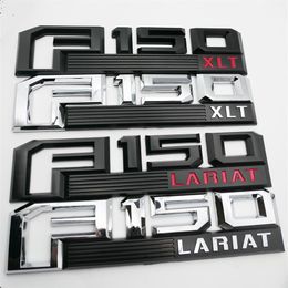 For 2015-2018 Ford F-150 XLT LARIAT Chrome Red Black Fender Emblem Badge Nameplates Passenger & Driver Sides308J