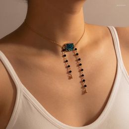 Pendant Necklaces Luxury Shiny Crystal Stone Choker Necklace For Women 2023 Gold Colour Chain Bead Long Korea Jewellery Accessories