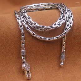 Chains Real 925 Sterling Silver Chain Women Men 3.5mm Bamboo Festival Link Box Necklace 26inch Lobster Clasp