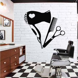 Wall Stickers Beauty Hair Tools Art Decal Hairdryer Comb Barbershop Decoration Wallpaper Removable Arrival P933