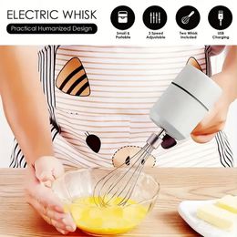 Cordless Hand Mixer,Electric Whisk USB Rechargeable Handheld Electric Mixer With 3-speed Self-Control, 304 Stainless Steel Beaters & Balloon Whisk, For Gifts,